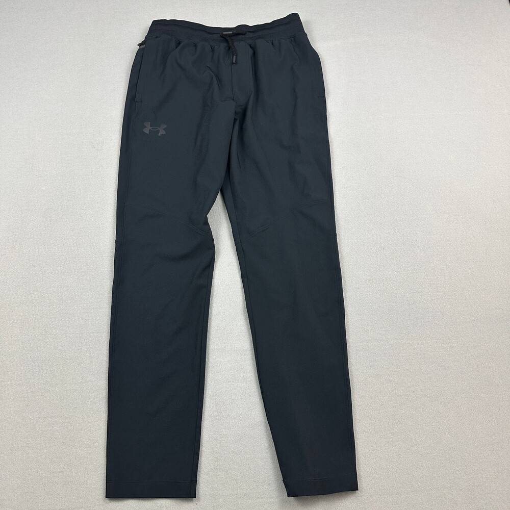 Under Armour Pants Men Medium Black Solid Straight Leg Windbreaker Logo M